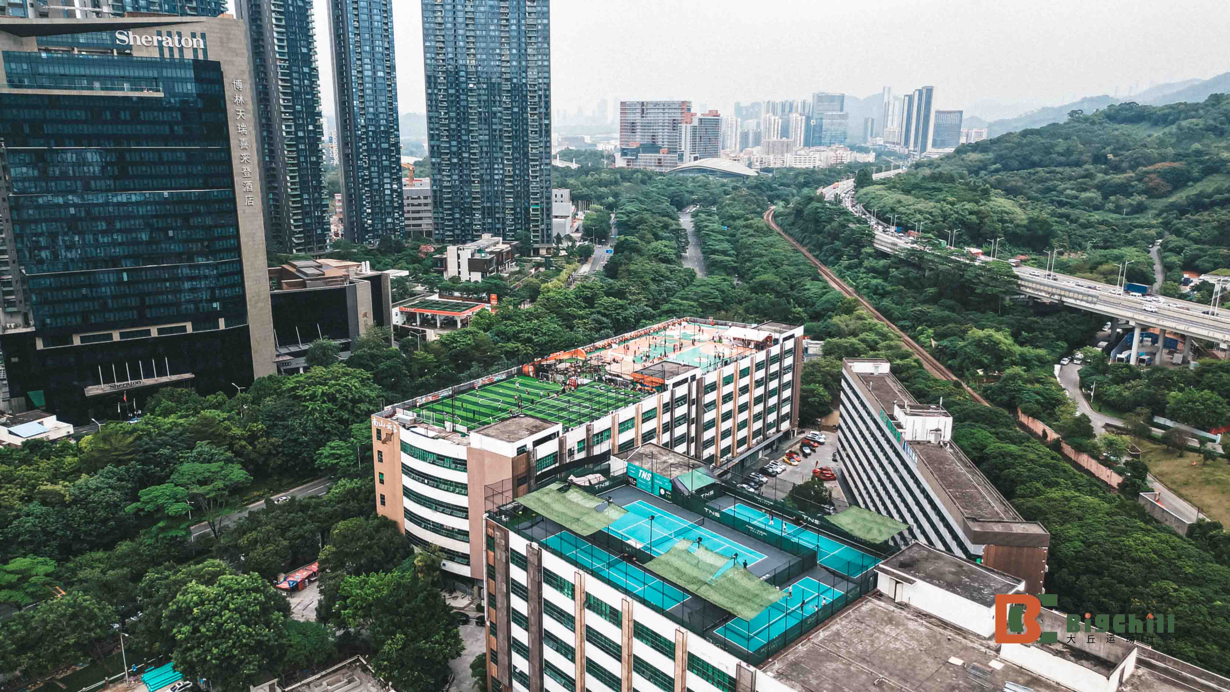 南风楼大丘运动社区，篮球场，足球场，飞盘，露营基地，网球场
